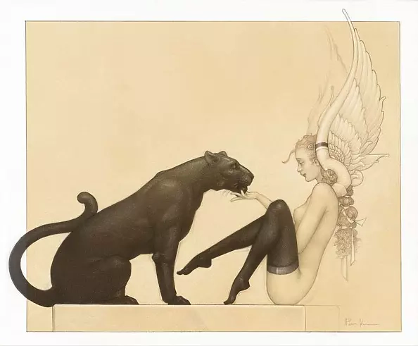 Michael Parkes - Black Panther White Wings