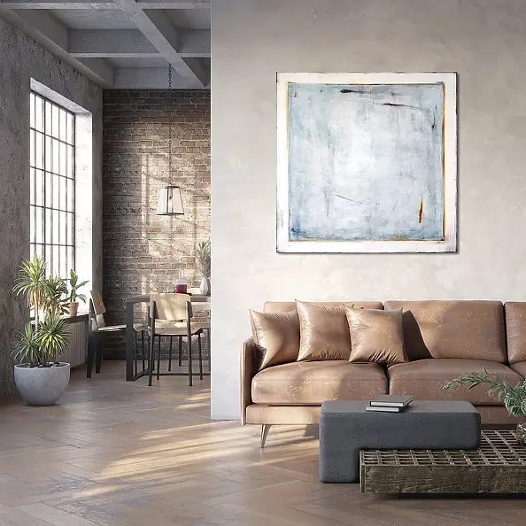 Maja Gajewska, Blue and Sienna VII, Oil painting - canvas, 100 x 100