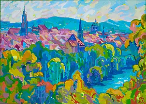 Anastasiia Kurkova, Błękitna Rzeka, Obraz olejny - płótno, 70 x 50