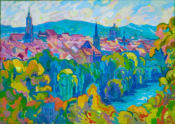 Anastasiia Kurkova, Błękitna Rzeka, Obraz olejny - płótno, 70 x 50