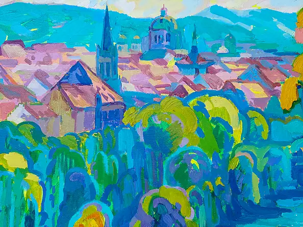 Anastasiia Kurkova, Błękitna Rzeka, Obraz olejny - płótno, 70 x 50