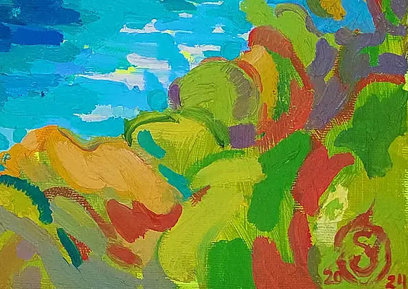 Anastasiia Kurkova, Błękitna Rzeka, Obraz olejny - płótno, 70 x 50