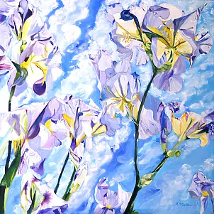 Ewa Słodzińska - Blue irises 110/110 cm