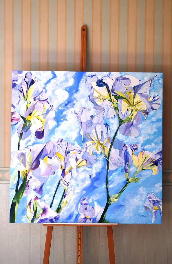 Ewa Słodzińska - Blue irises 110/110 cm