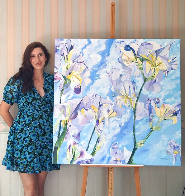 Ewa Słodzińska - Blue irises 110/110 cm