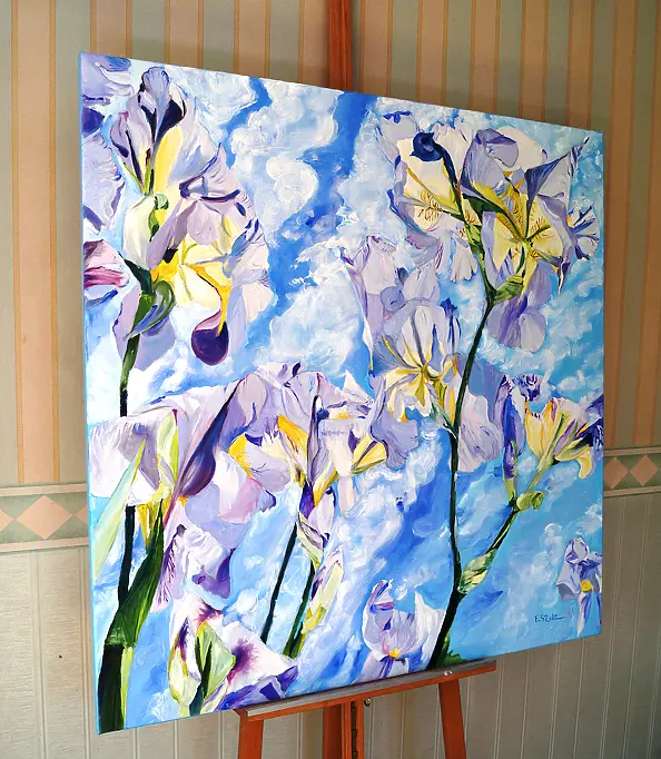 Ewa Słodzińska - Blue irises 110/110 cm