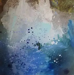 Anna Lignar, Голубое озеро, Масляная картина - холст, 100 x 120