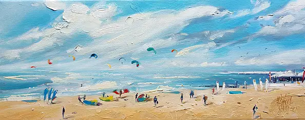 Karina Jaźwińska, Blue screen, Oil painting - canvas, 50 x 20