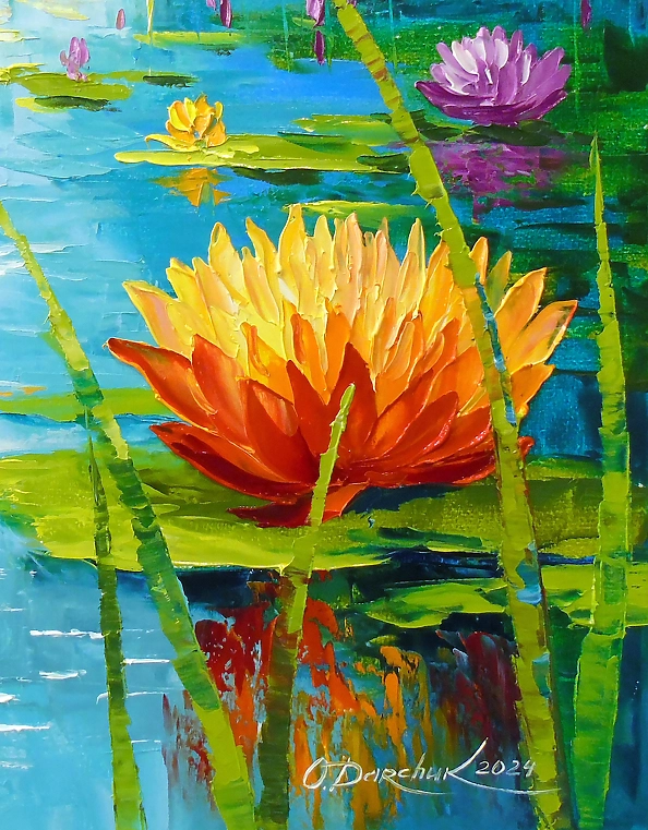 Olha Darchuk - Blooming Lilies: Serenity on Water