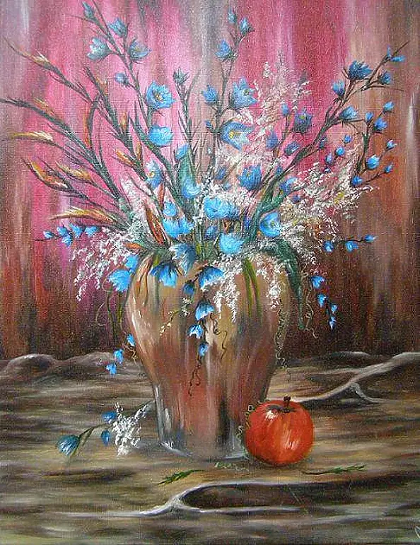 Ewelina Ozóg - Blue flowers with apple