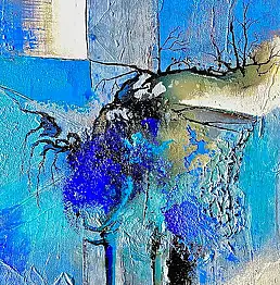 Guido Schraner, Blaue Kugel, Acrylgemälde - Leinwand, 50 x 60