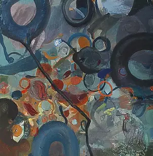 Dominika Fedko-Wójs - Blaue Ringe Collage XIII Collageserie