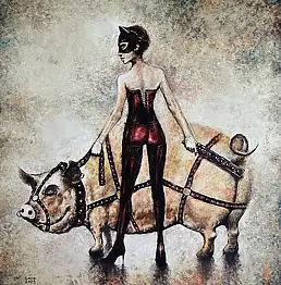Sławek Gruca, Bondage 2, Pastel - płyta, papier, 76 x 82