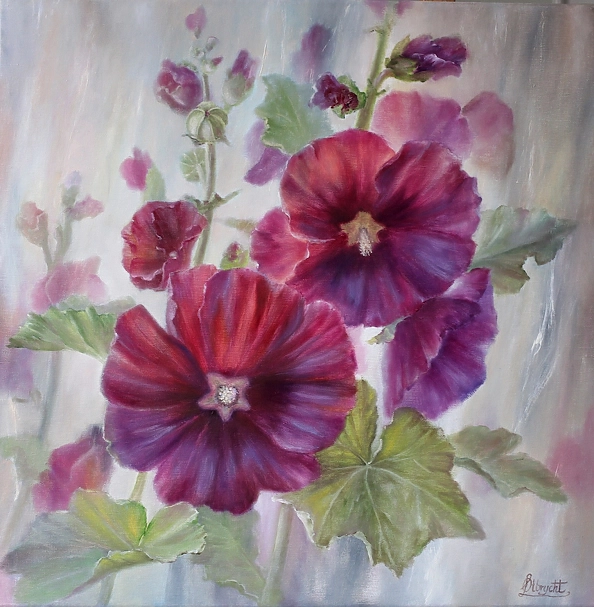 Lidia Olbrycht - Burgundy hollyhocks