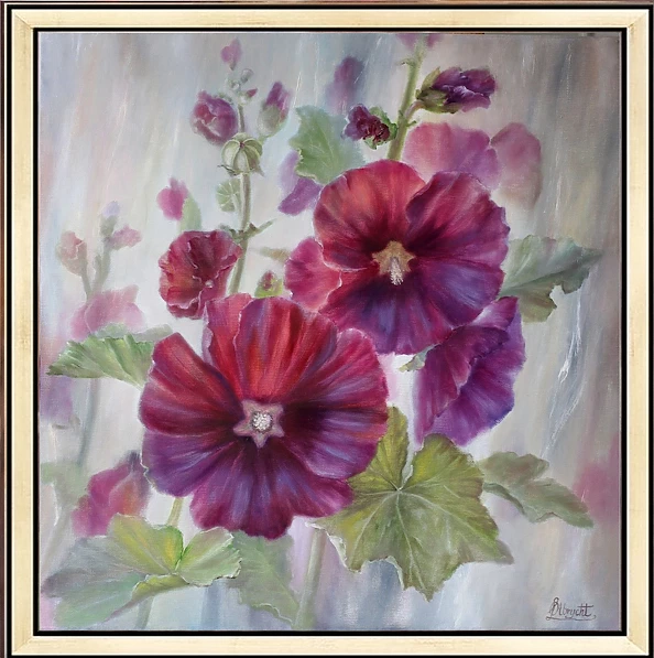 Lidia Olbrycht - Burgundy hollyhocks