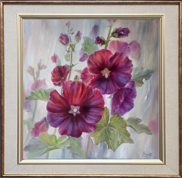 Lidia Olbrycht - Burgundy hollyhocks