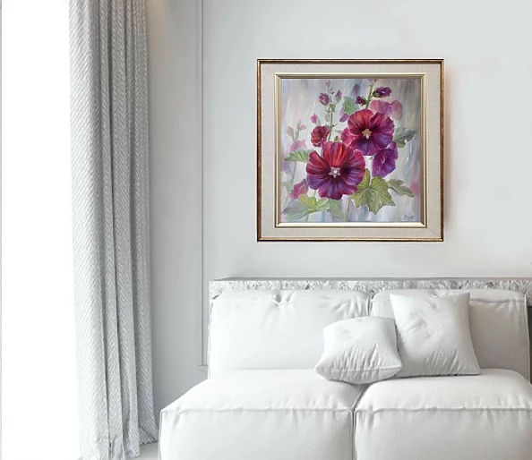 Lidia Olbrycht - Burgundy hollyhocks