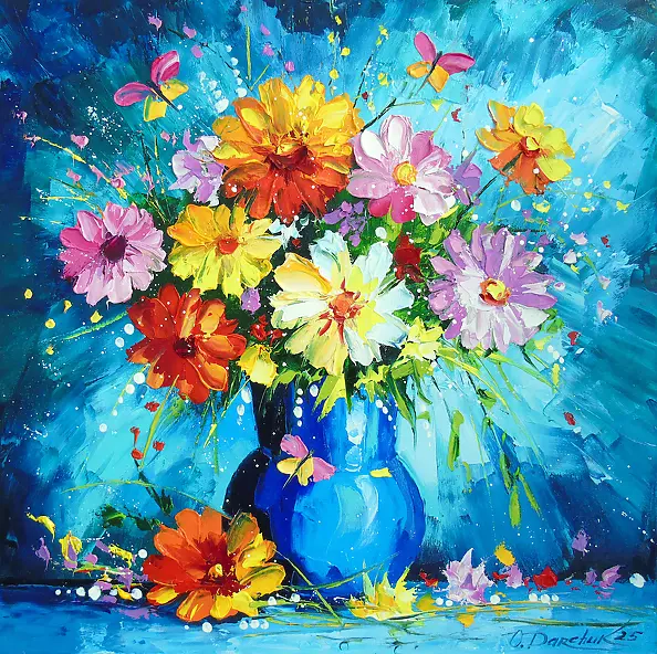 Olha Darchuk - Bouquet of summer flowers in a vase