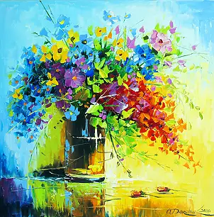 Olha Darchuk, Bouquet of wildflowers, Obraz olejny - płótno, 40 x 40