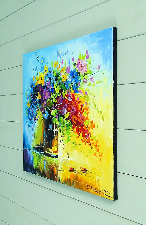 Olha Darchuk, Bouquet of wildflowers, Obraz olejny - płótno, 40 x 40