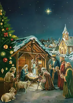Grzegorz Ziółkowski, The Birth of Jesus, Oil painting - canvas, 50 x 70