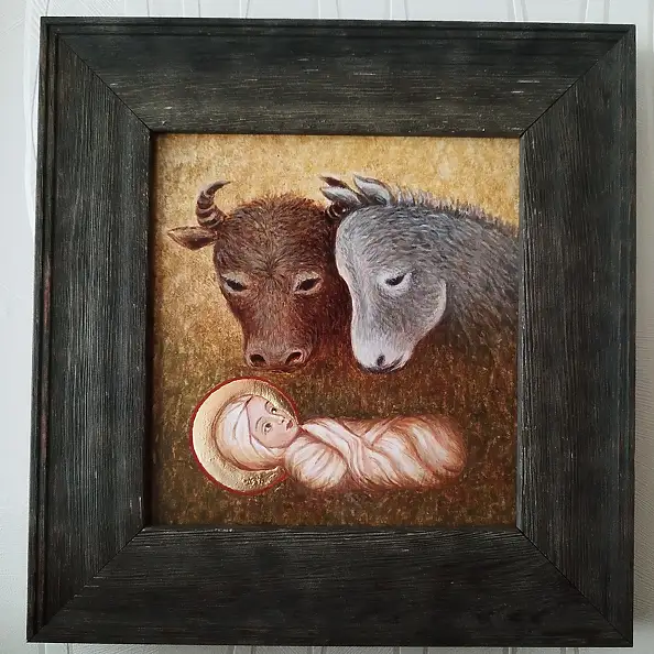 Jadwiga Kowalska, Boże Narodzenie, Tempera - deska, 28 x 28