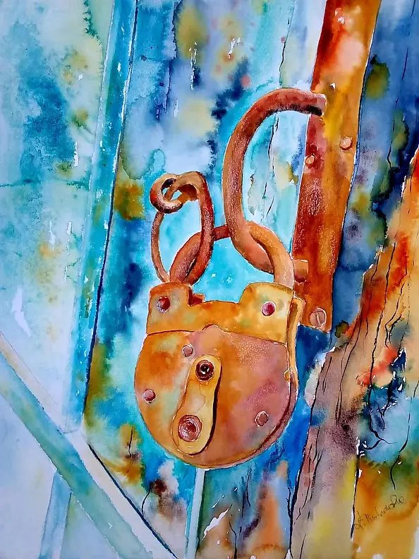 Krystyna Piotrowska - Gate with a padlock