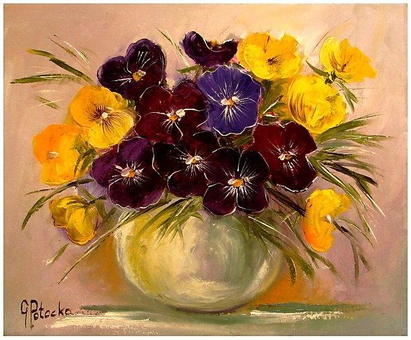 Grażyna Potocka - Pansies oil painting 25cm - 30cm