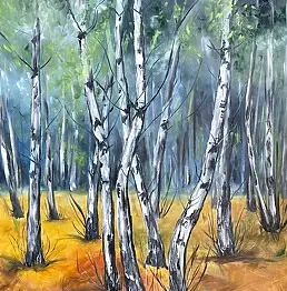 Barbara Korczak, Березы II, Масляная картина - холст, 60 x 90
