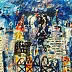 Dariusz Grajek, Budowlańcy i zakochane anioły nad Nowym Jorkiem...., Obraz akrylowy, Obraz olejny - płótno, 118 x 80