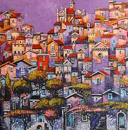 Maciej Urbaniak, Bugenwille in Roussillon II, Oil painting - canvas, 81 x 65