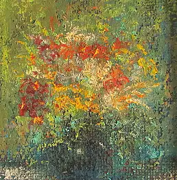 Barbara Przyborowska, Букет роз, Масляная картина - плита, холст, 25 x 28