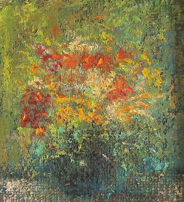 Barbara Przyborowska, A bouquet of roses, Oil painting - panel, canvas, 25 x 28