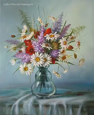 Lidia Olbrycht, Bukiet Polnych Kwiatów, Obraz olejny - płótno, 50 x 60