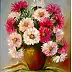 Grażyna Potocka, Bouquet of asters oil painting 44cm-35cm, Oil painting - canvas, 35 x 44