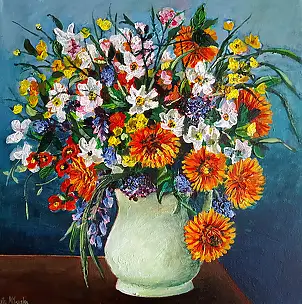 Marta Milewska, Un bouquet di colori, Dipinto acrilico - tela, 40 x 40