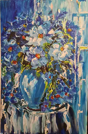 małgorzata machynia, Ein Blumenstrauß, Acrylgemälde - Leinwand, 75 x 115