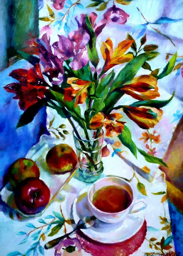 Barbara Gulbinowicz - Bouquet in a glass vase