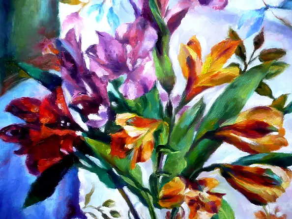 Barbara Gulbinowicz - Bouquet in a glass vase