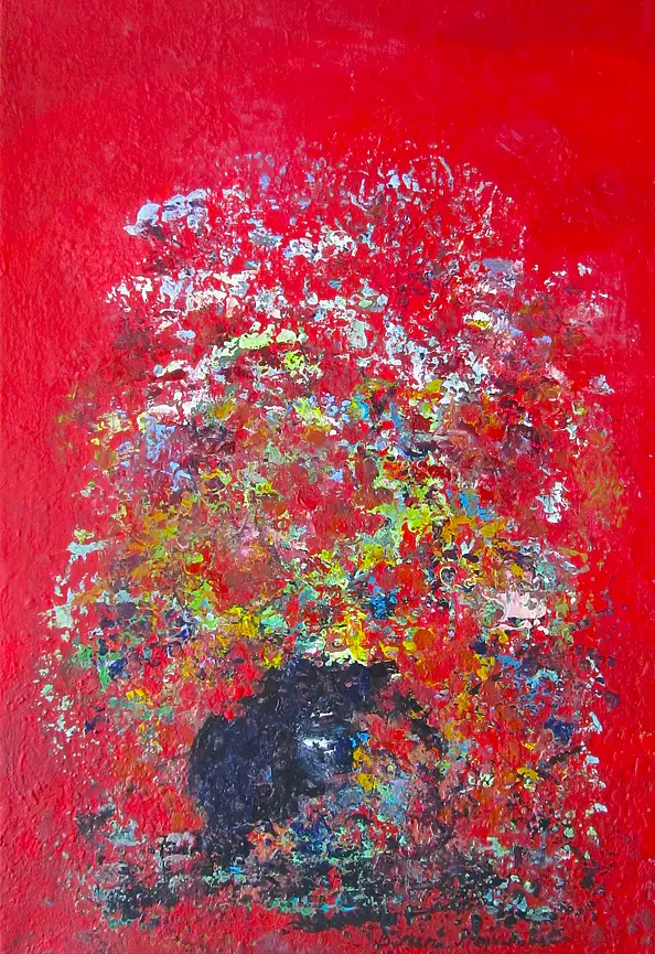 Barbara Przyborowska, Bouquet with rowan, Acrylic painting - canvas, 40 x 60