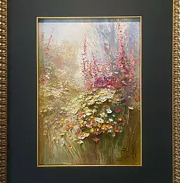 Paweł Łącki, Bouquet with mallows, Oil painting - canvas, 25 x 35