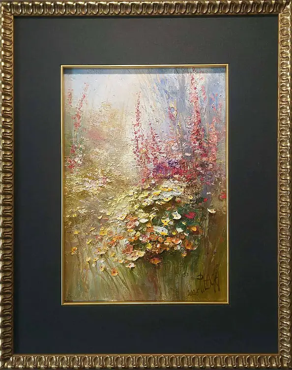 Paweł Łącki, Bukiet z malwami, Obraz olejny - płótno, 25 x 35