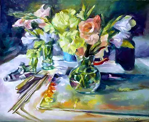 Barbara Gulbinowicz - Bouquet with a palette