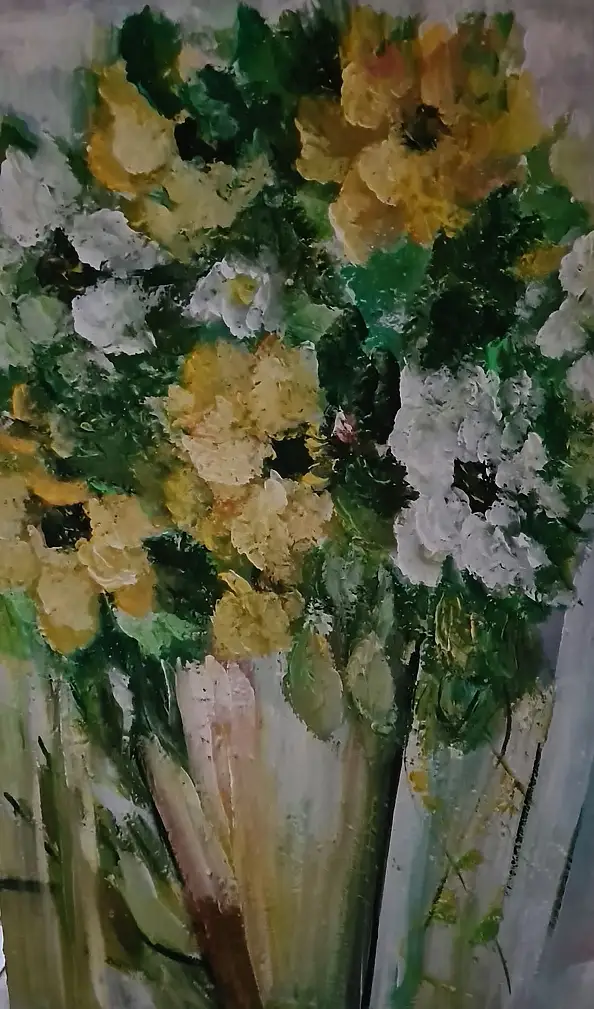 małgorzata machynia, Mazzi di fiori, Dipinto acrilico - tela, 75 x 115