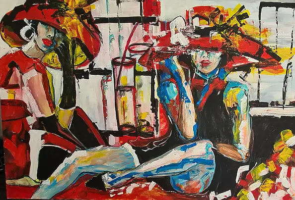 małgorzata machynia, Essere o non essere, Dipinto acrilico - tela, 100 x 150