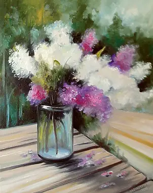Krzysztof Kłosowicz, "Bzy XX", Obraz olejny - płótno, 40 x 50