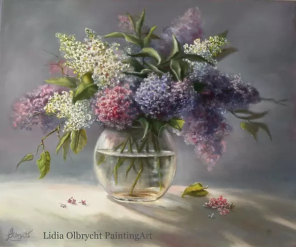 Lidia Olbrycht - Lilies - flowers in a vase, still life