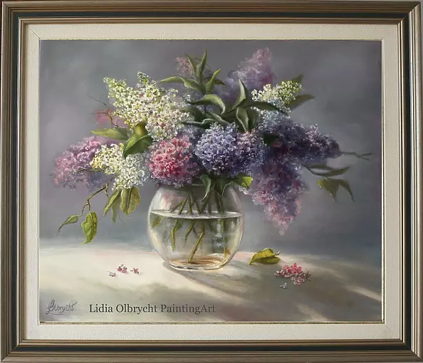 Lidia Olbrycht - Lilies - flowers in a vase, still life