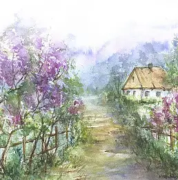 Maria Roszkowska, сирень, Акварелі - папір, 40 x 30