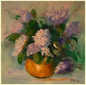 Grażyna Potocka - Lilacs oil painting 40cm-40cm